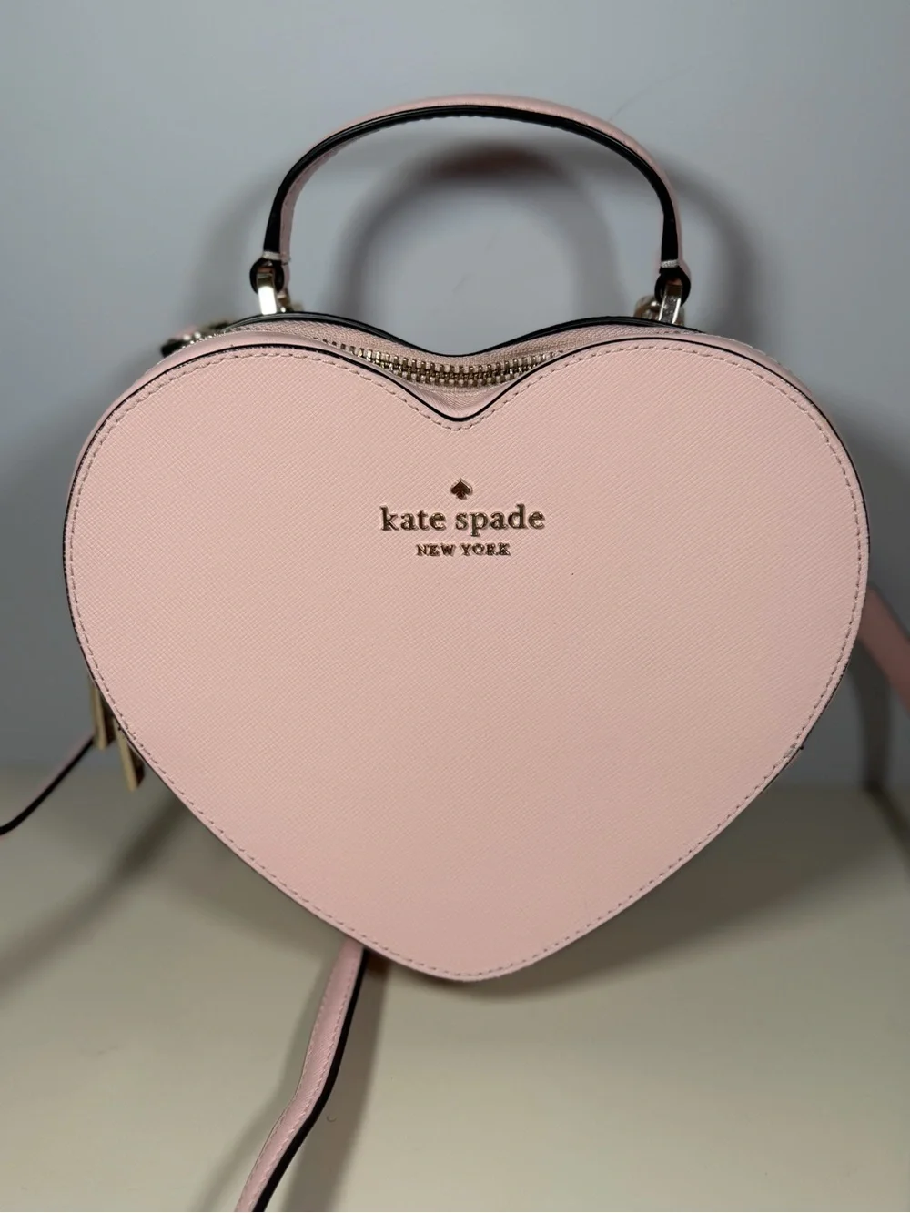 kate spade pale pink heart-shaped mini crossbody